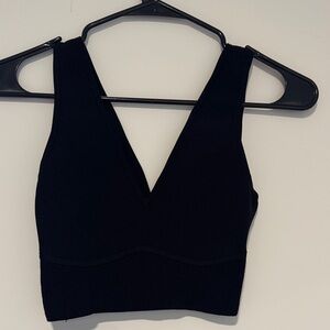 Aritzia Babaton Deep V-Neck Black cropped tank top